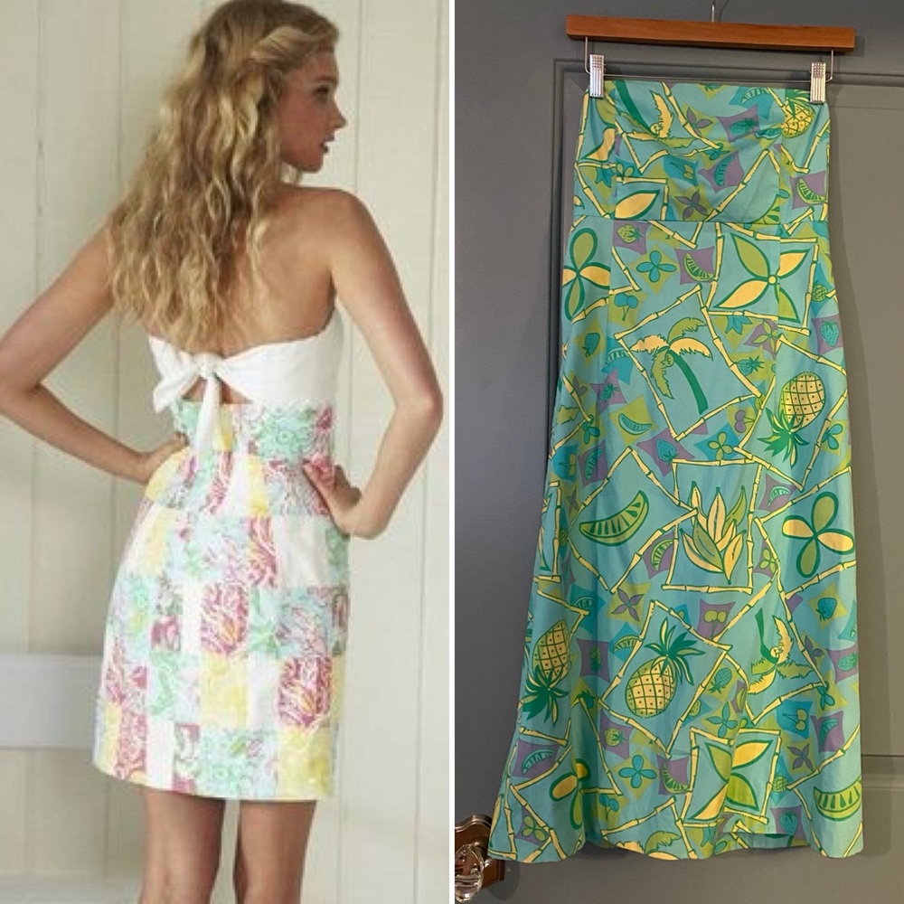 Lilly Pulitzer White Label Macadamia Nut House strapless Franco dress Size 10